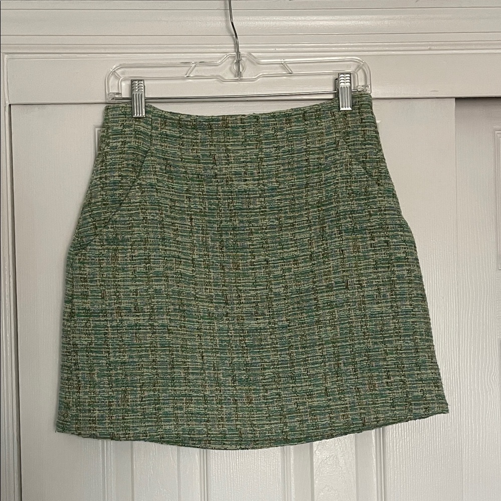 & Other Stories Green Tweed Mini Skirt